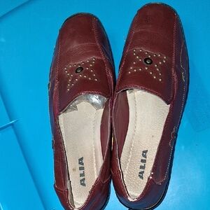 Alia Maroon Loafers with Studded Accent